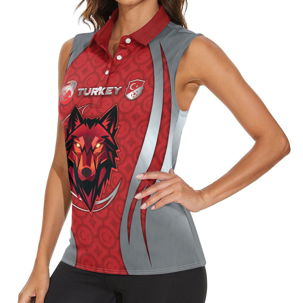 Custom Turkey Football Women Sleeveless Polo Shirt Asena Wolf Crest Unique Style