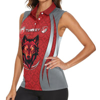Custom Turkey Football Women Sleeveless Polo Shirt Asena Wolf Crest Unique Style