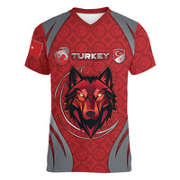 Custom Turkey Football Women V-Neck T-Shirt Asena Wolf Crest Unique Style