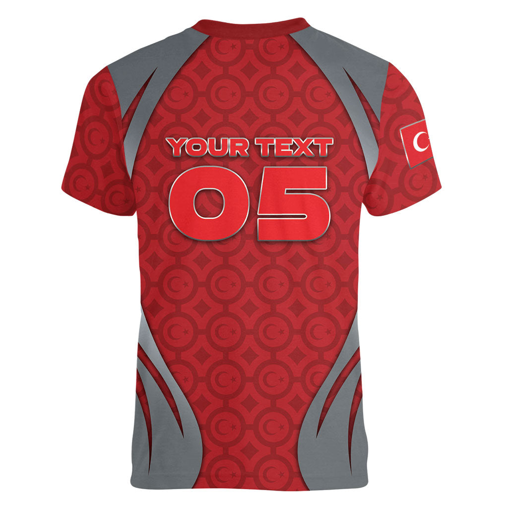 Custom Turkey Football Women V-Neck T-Shirt Asena Wolf Crest Unique Style