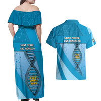 Saint Pierre And Miquelon Is In My DNA Couples Matching Off Shoulder Maxi Dress and Hawaiian Shirt - Wonder Print Shop