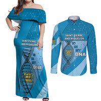 Saint Pierre And Miquelon Is In My DNA Couples Matching Off Shoulder Maxi Dress and Long Sleeve Button Shirt - Wonder Print Shop