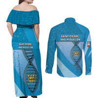 Saint Pierre And Miquelon Is In My DNA Couples Matching Off Shoulder Maxi Dress and Long Sleeve Button Shirt - Wonder Print Shop