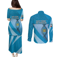 Saint Pierre And Miquelon Is In My DNA Couples Matching Puletasi and Long Sleeve Button Shirt - Wonder Print Shop