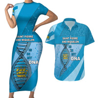 Saint Pierre And Miquelon Is In My DNA Couples Matching Short Sleeve Bodycon Dress and Hawaiian Shirt - Wonder Print Shop