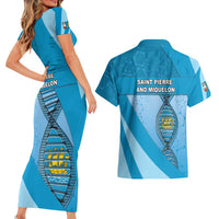 Saint Pierre And Miquelon Is In My DNA Couples Matching Short Sleeve Bodycon Dress and Hawaiian Shirt - Wonder Print Shop