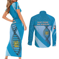 Saint Pierre And Miquelon Is In My DNA Couples Matching Short Sleeve Bodycon Dress and Long Sleeve Button Shirt - Wonder Print Shop