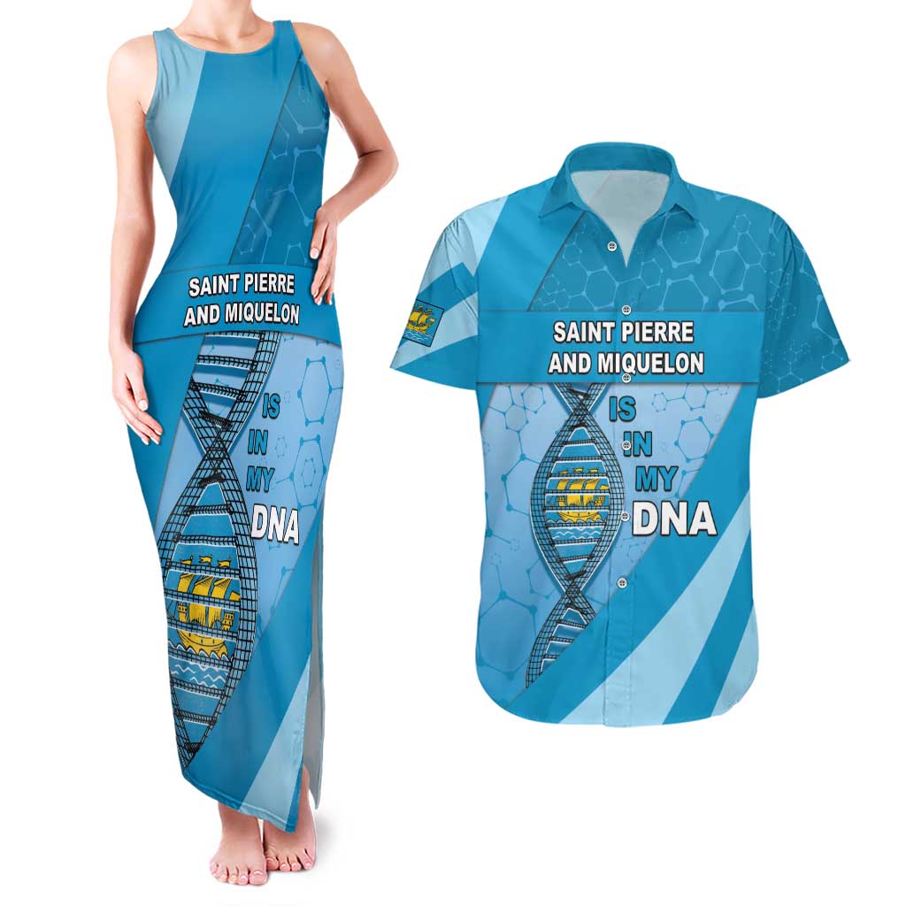 Saint Pierre And Miquelon Is In My DNA Couples Matching Tank Maxi Dress and Hawaiian Shirt - Wonder Print Shop