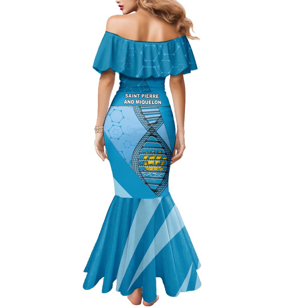 Saint Pierre And Miquelon Is In My DNA Family Matching Mermaid Dress and Hawaiian Shirt - Wonder Print Shop