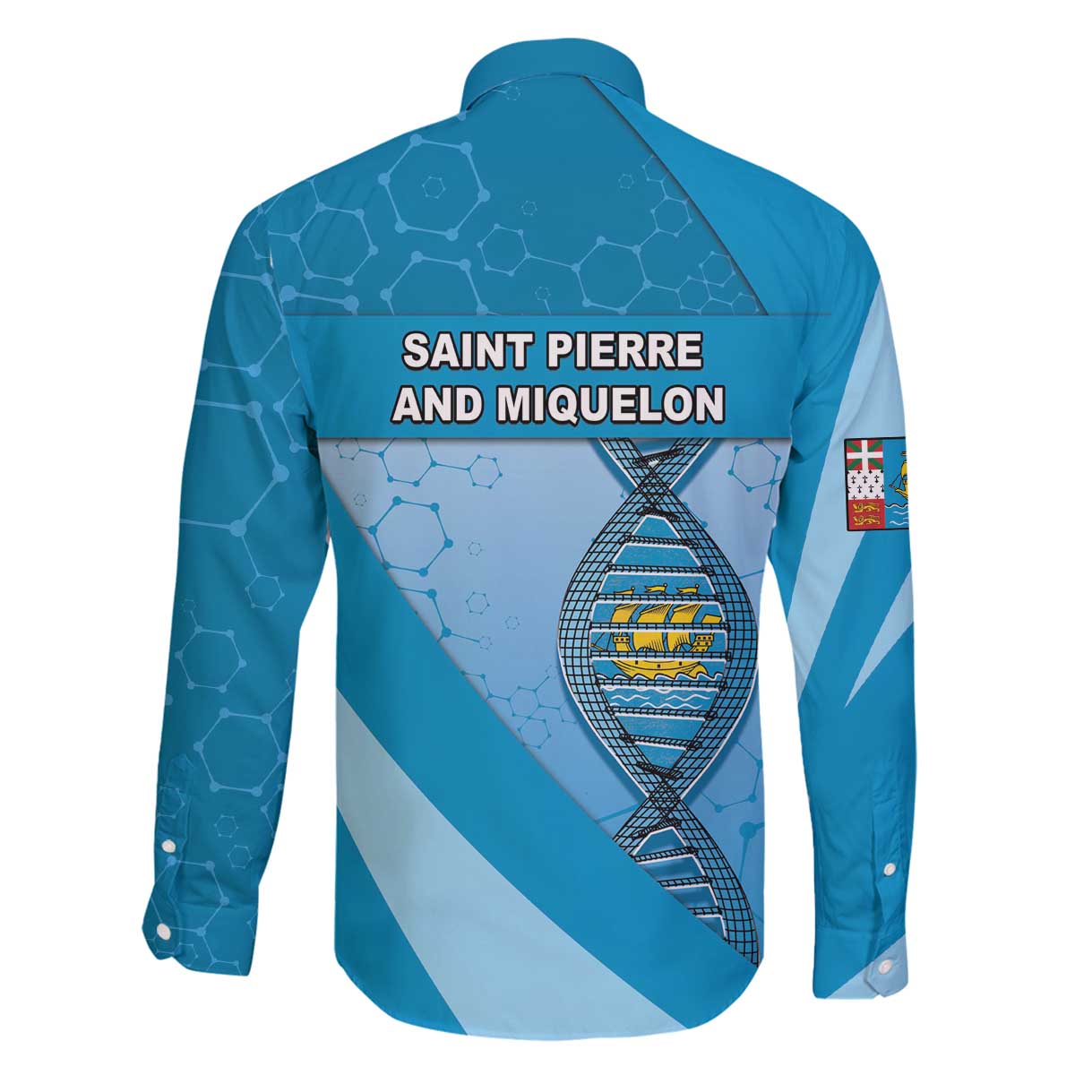 Saint Pierre And Miquelon Is In My DNA Family Matching Off The Shoulder Long Sleeve Dress and Hawaiian Shirt - Wonder Print Shop