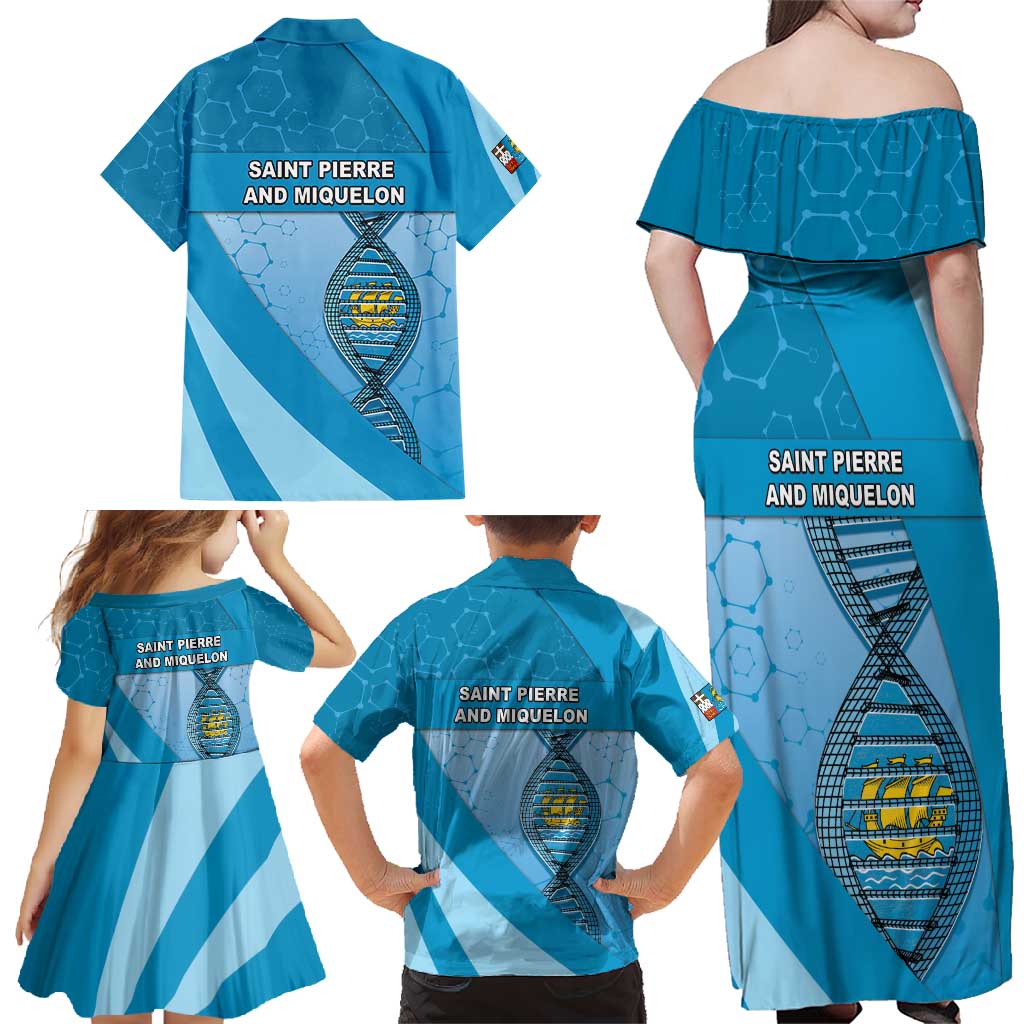 Saint Pierre And Miquelon Is In My DNA Family Matching Off Shoulder Maxi Dress and Hawaiian Shirt - Wonder Print Shop