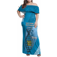 Saint Pierre And Miquelon Is In My DNA Family Matching Off Shoulder Maxi Dress and Hawaiian Shirt - Wonder Print Shop