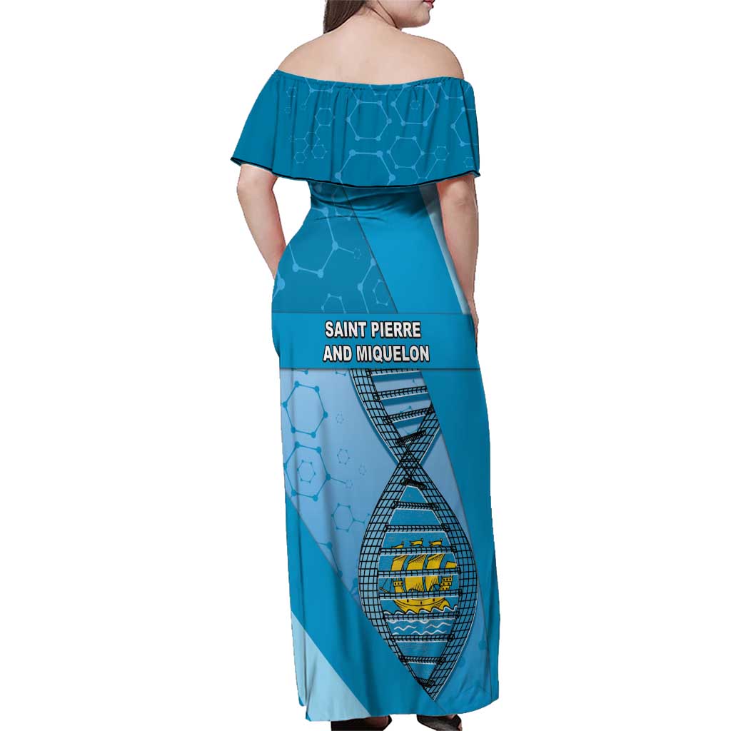 Saint Pierre And Miquelon Is In My DNA Family Matching Off Shoulder Maxi Dress and Hawaiian Shirt - Wonder Print Shop
