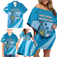 Saint Pierre And Miquelon Is In My DNA Family Matching Off Shoulder Short Dress and Hawaiian Shirt - Wonder Print Shop