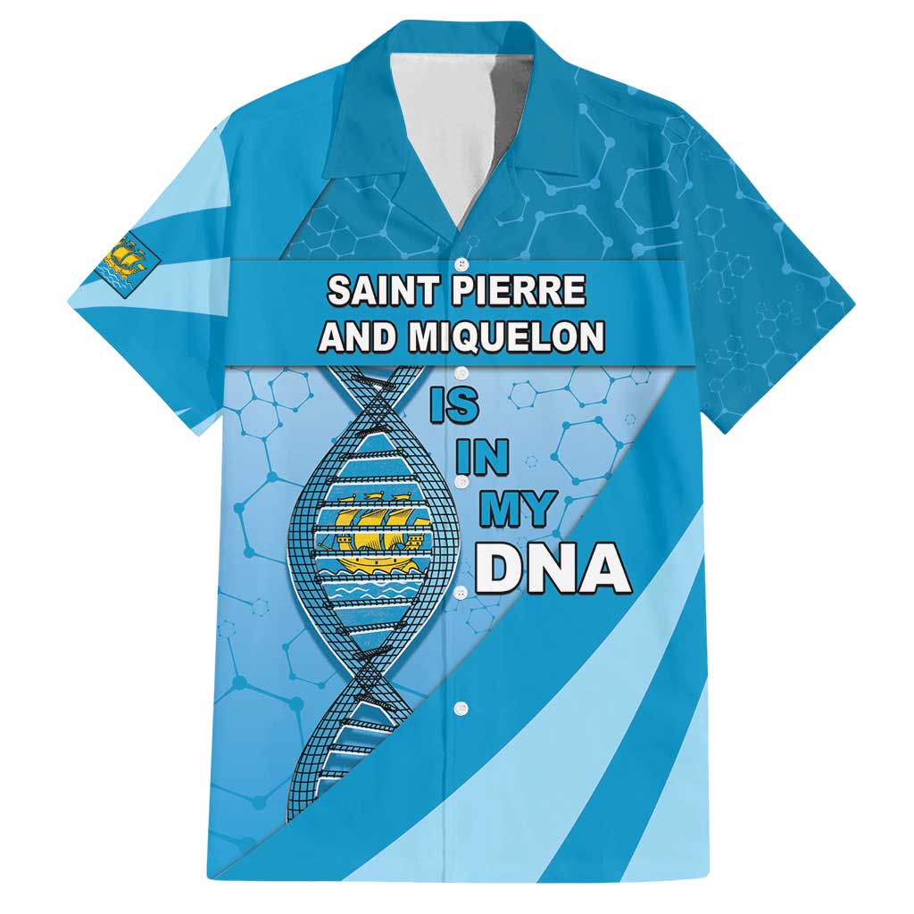Saint Pierre And Miquelon Is In My DNA Family Matching Off Shoulder Short Dress and Hawaiian Shirt - Wonder Print Shop