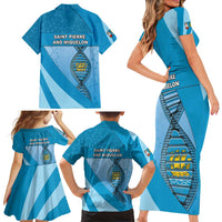 Saint Pierre And Miquelon Is In My DNA Family Matching Short Sleeve Bodycon Dress and Hawaiian Shirt - Wonder Print Shop