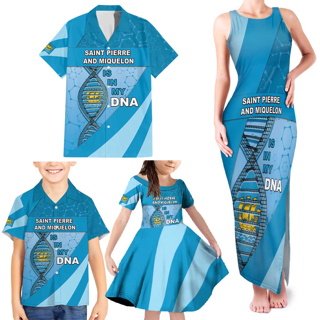Saint Pierre And Miquelon Is In My DNA Family Matching Tank Maxi Dress and Hawaiian Shirt - Wonder Print Shop