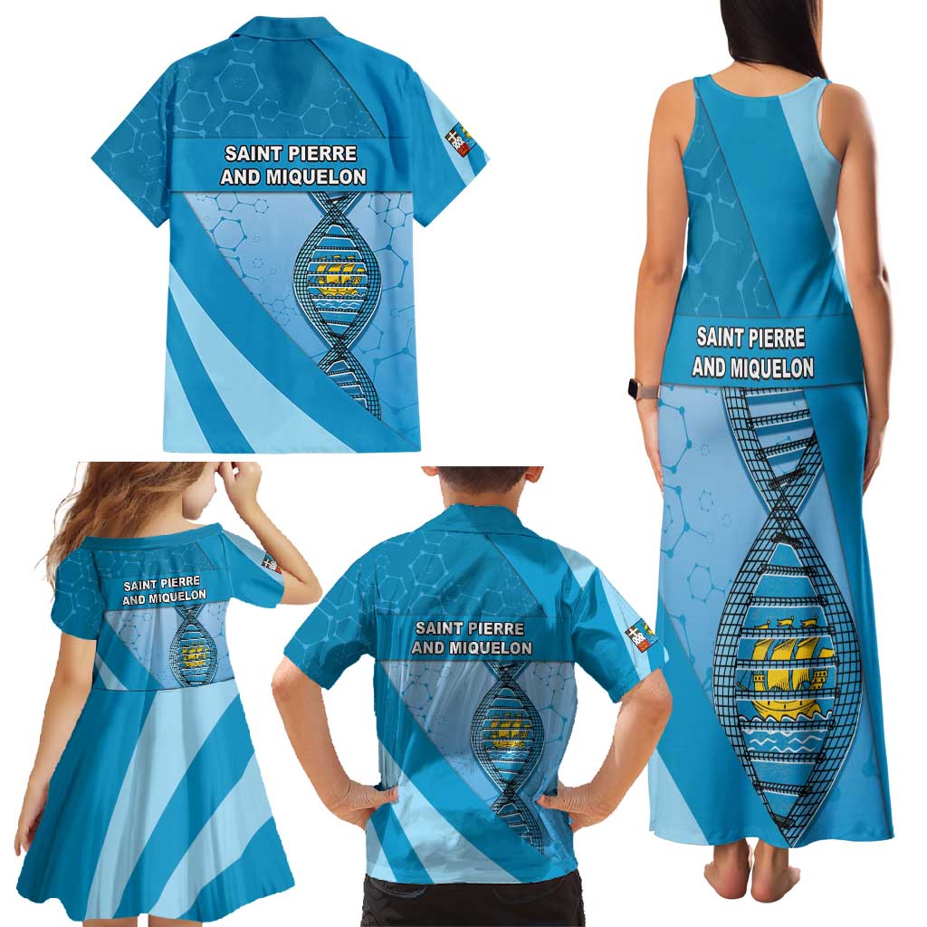 Saint Pierre And Miquelon Is In My DNA Family Matching Tank Maxi Dress and Hawaiian Shirt - Wonder Print Shop