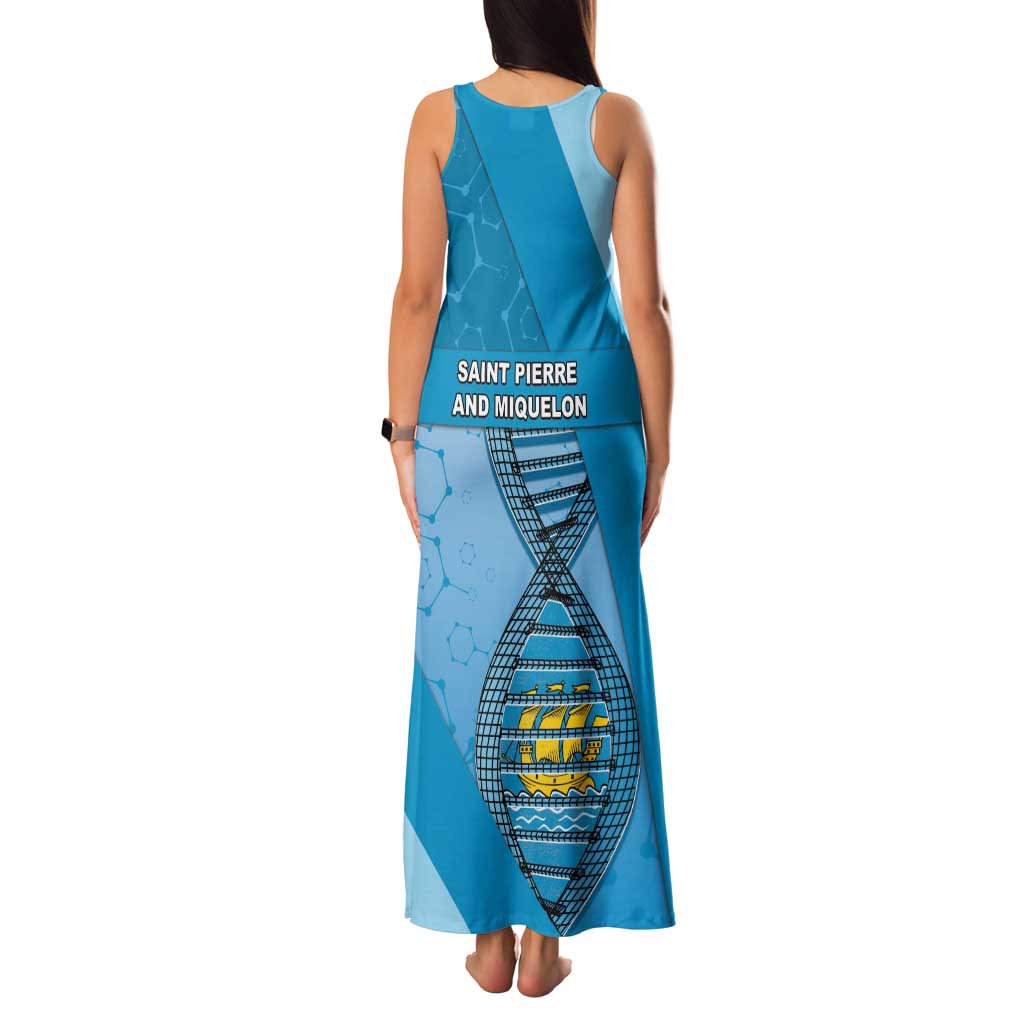 Saint Pierre And Miquelon Is In My DNA Family Matching Tank Maxi Dress and Hawaiian Shirt - Wonder Print Shop