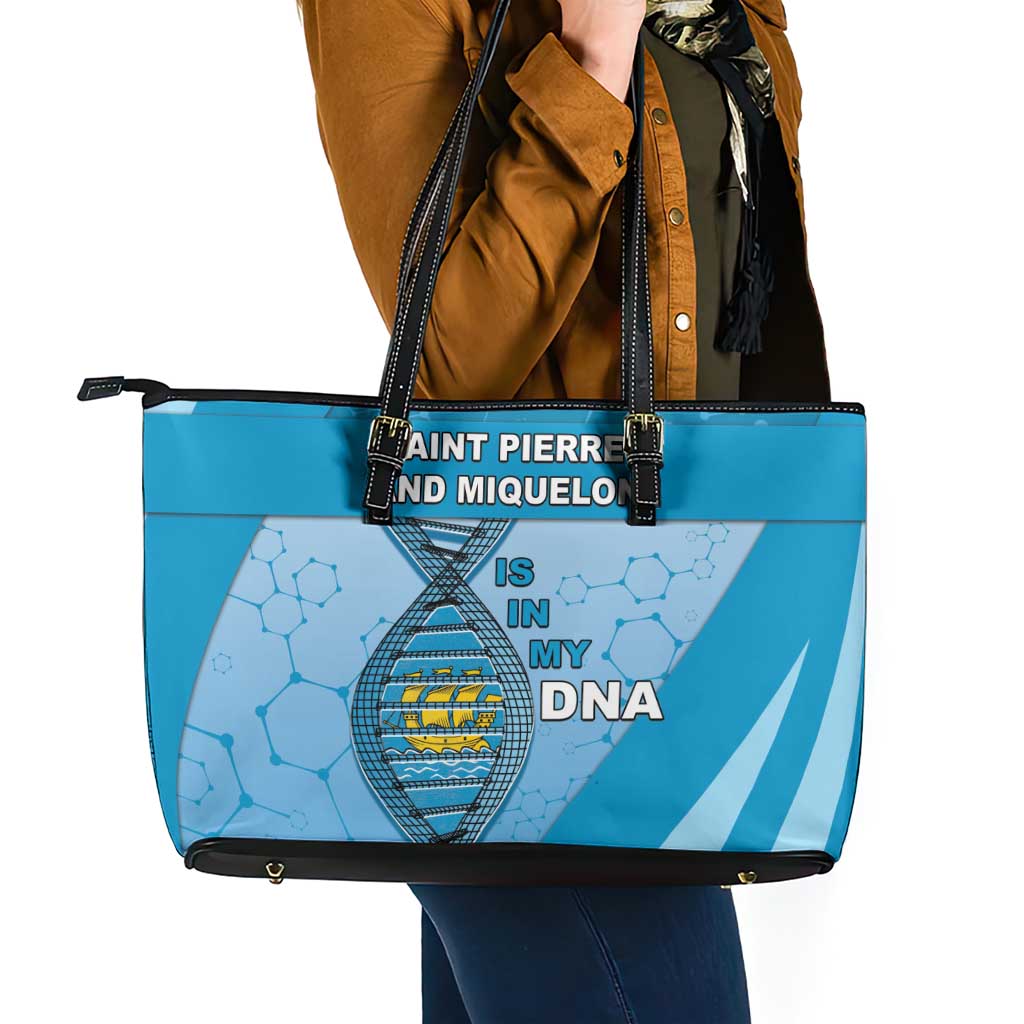 Saint Pierre And Miquelon Is In My DNA Leather Tote Bag - Wonder Print Shop