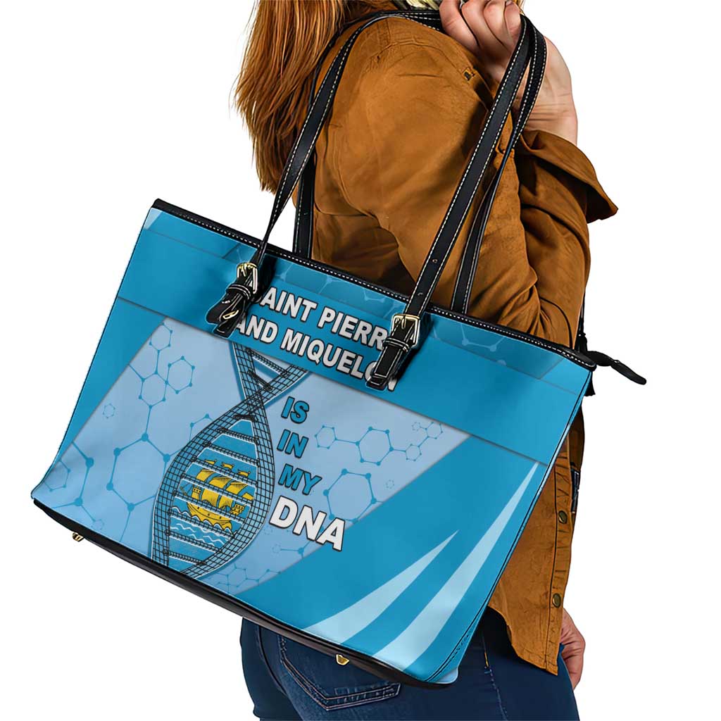 Saint Pierre And Miquelon Is In My DNA Leather Tote Bag - Wonder Print Shop
