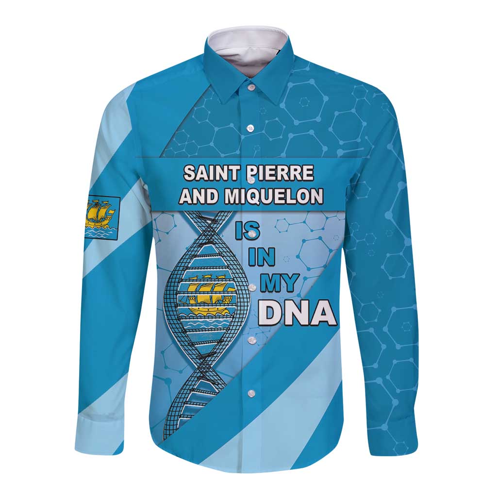 Saint Pierre And Miquelon Is In My DNA Long Sleeve Button Shirt - Wonder Print Shop