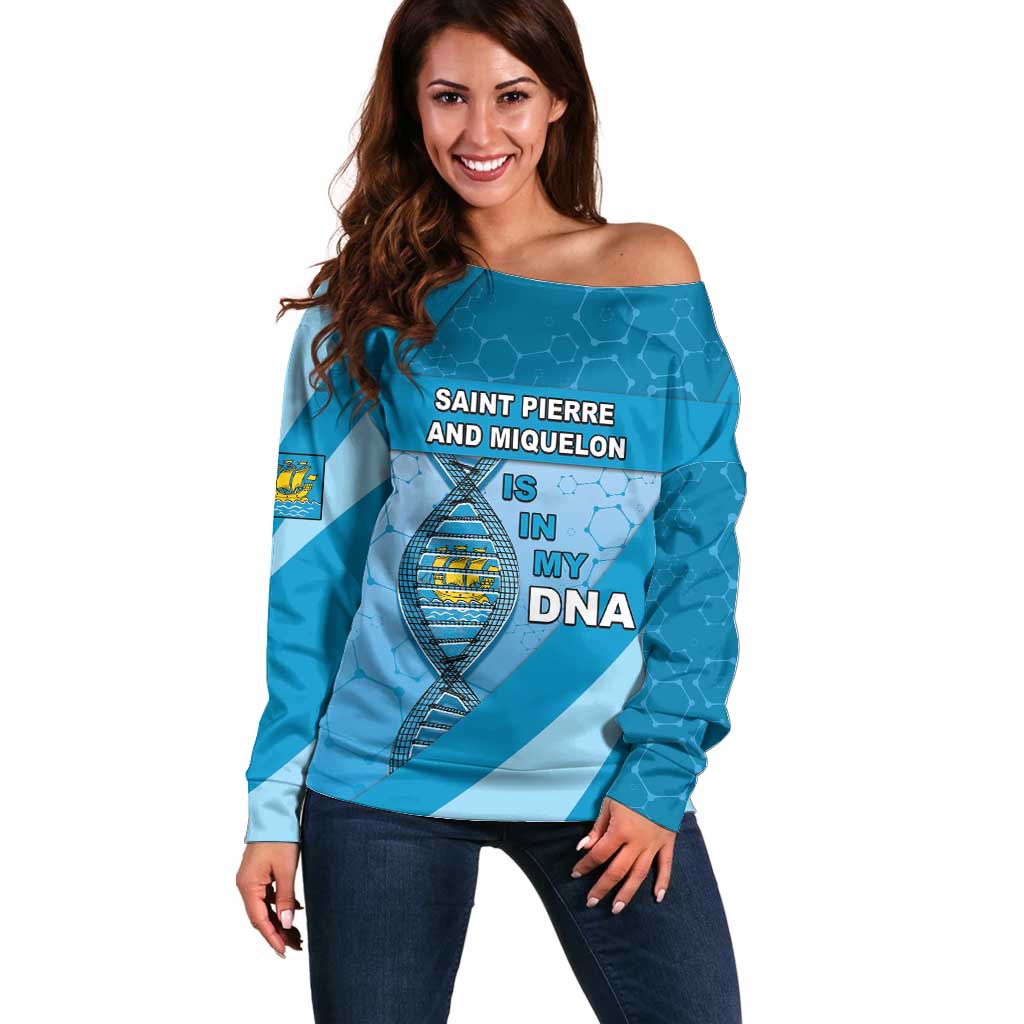 Saint Pierre And Miquelon Is In My DNA Off Shoulder Sweater - Wonder Print Shop
