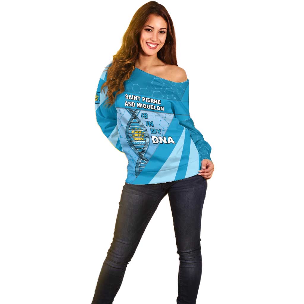 Saint Pierre And Miquelon Is In My DNA Off Shoulder Sweater - Wonder Print Shop