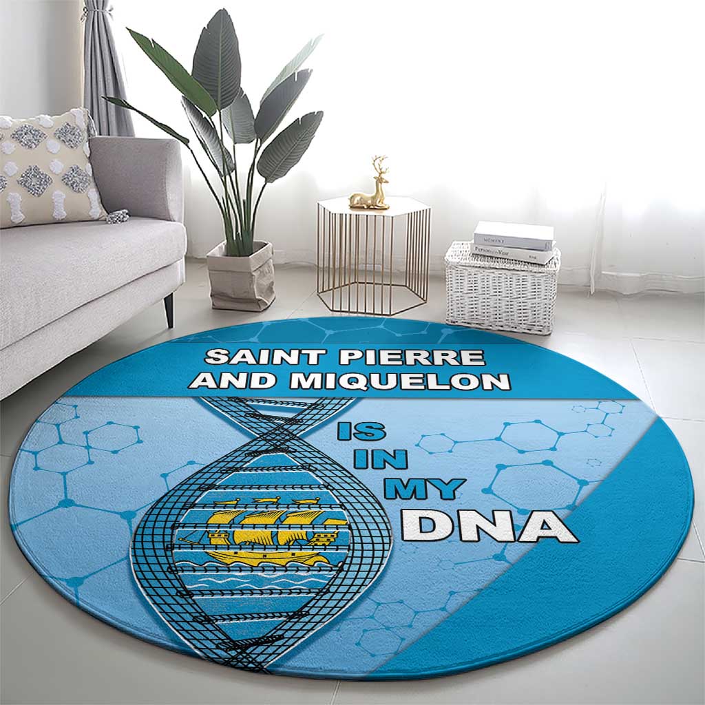 Saint Pierre And Miquelon Is In My DNA Round Carpet - Wonder Print Shop