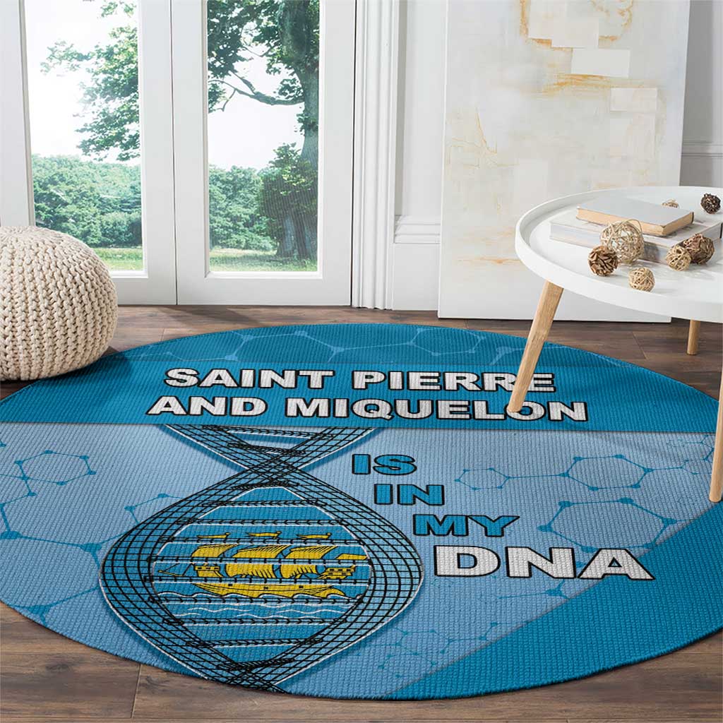 Saint Pierre And Miquelon Is In My DNA Round Carpet - Wonder Print Shop