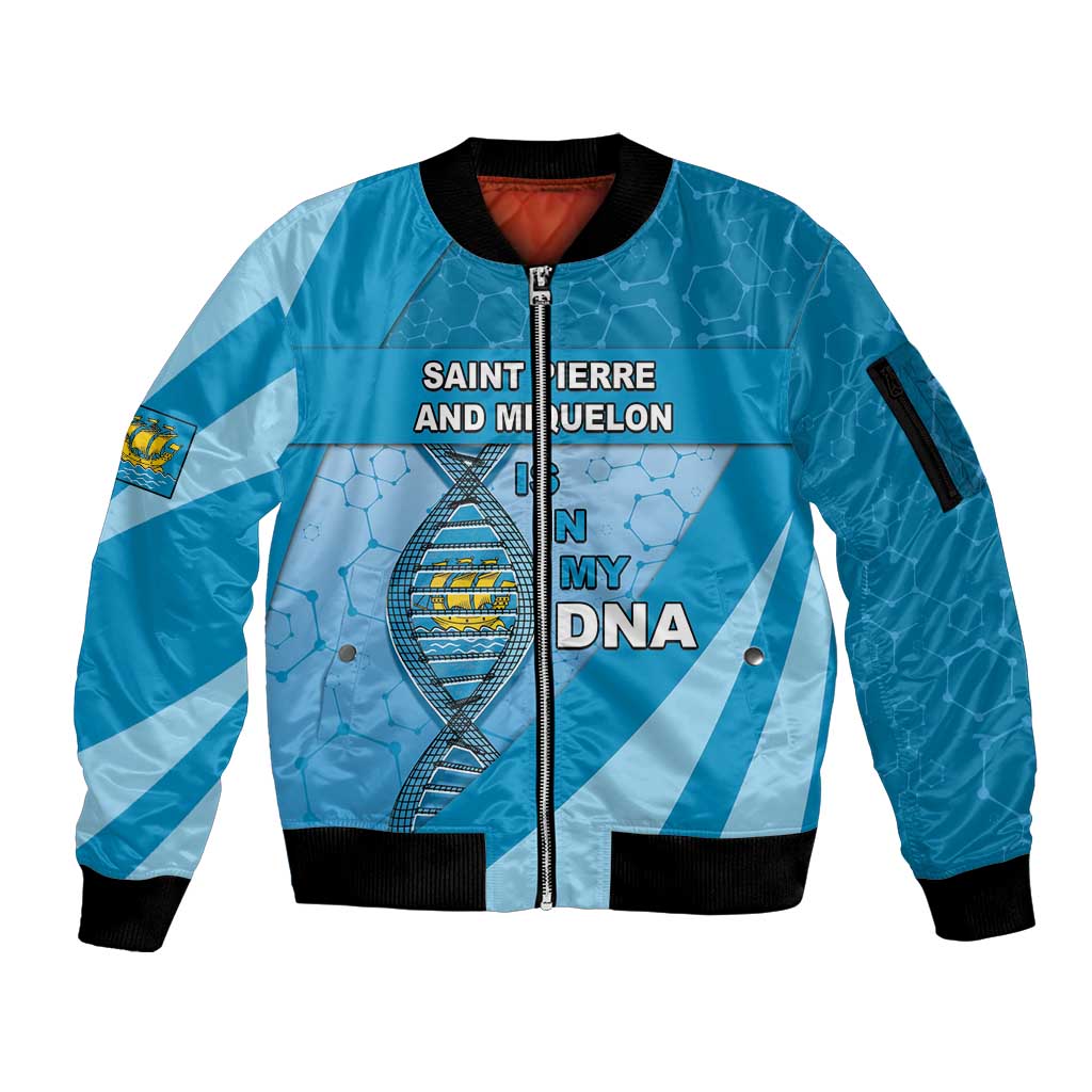 Saint Pierre And Miquelon Is In My DNA Sleeve Zip Bomber Jacket - Wonder Print Shop