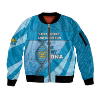 Saint Pierre And Miquelon Is In My DNA Sleeve Zip Bomber Jacket - Wonder Print Shop