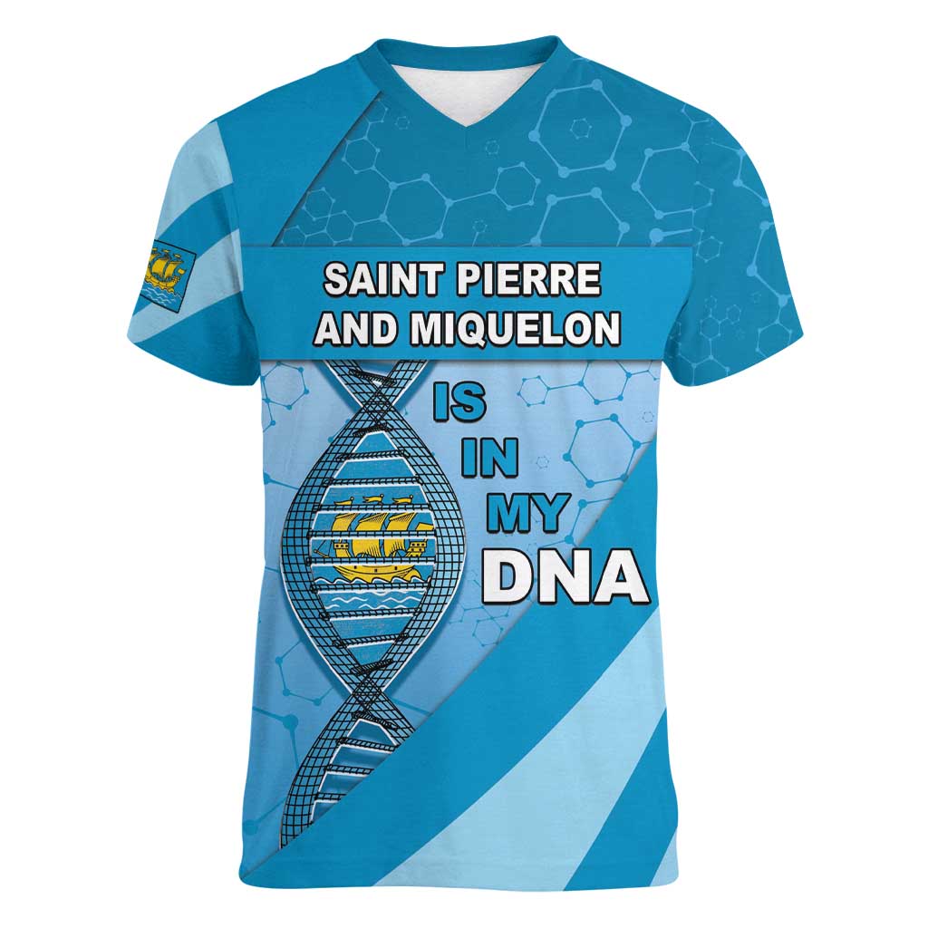 Saint Pierre And Miquelon Is In My DNA Women V-Neck T-Shirt - Wonder Print Shop