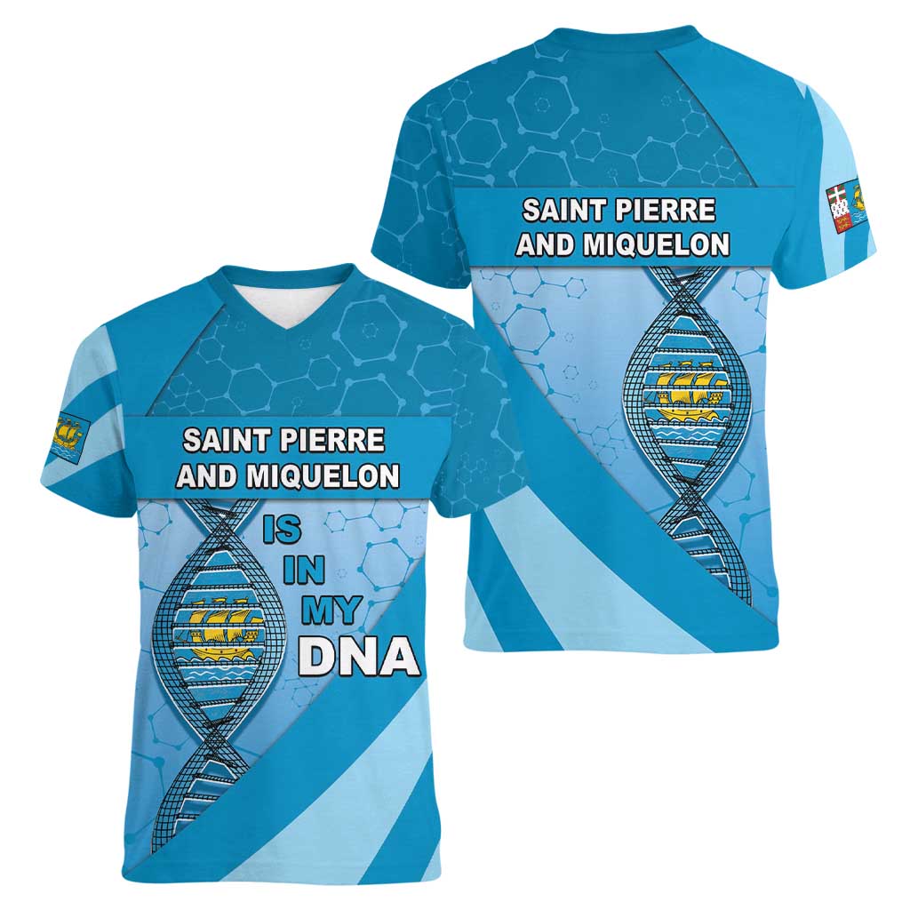 Saint Pierre And Miquelon Is In My DNA Women V-Neck T-Shirt - Wonder Print Shop