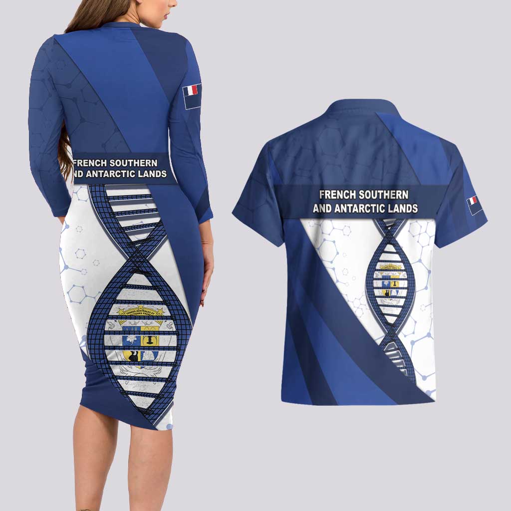 French Southern And Antarctic Lands Is In My DNA Couples Matching Long Sleeve Bodycon Dress and Hawaiian Shirt - Wonder Print Shop