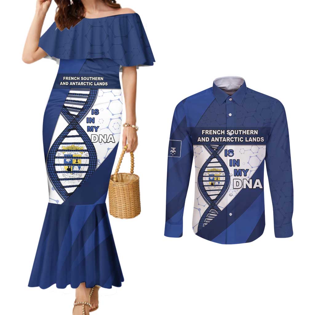 French Southern And Antarctic Lands Is In My DNA Couples Matching Mermaid Dress and Long Sleeve Button Shirt - Wonder Print Shop