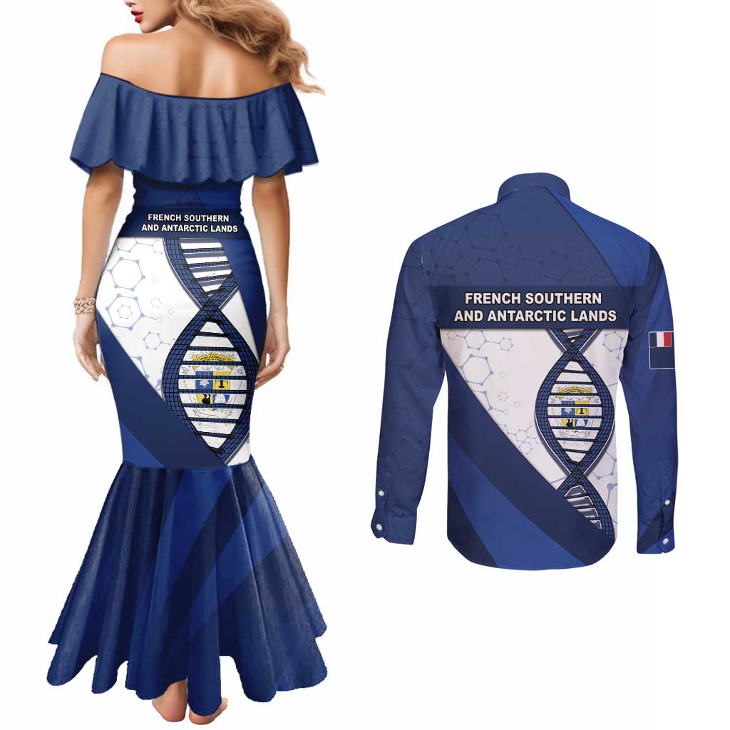 French Southern And Antarctic Lands Is In My DNA Couples Matching Mermaid Dress and Long Sleeve Button Shirt - Wonder Print Shop