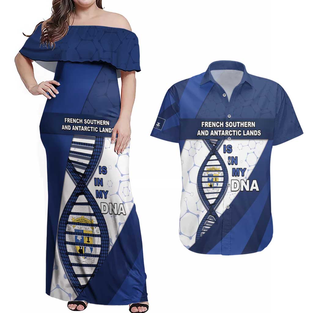 French Southern And Antarctic Lands Is In My DNA Couples Matching Off Shoulder Maxi Dress and Hawaiian Shirt - Wonder Print Shop