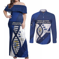 French Southern And Antarctic Lands Is In My DNA Couples Matching Off Shoulder Maxi Dress and Long Sleeve Button Shirt - Wonder Print Shop