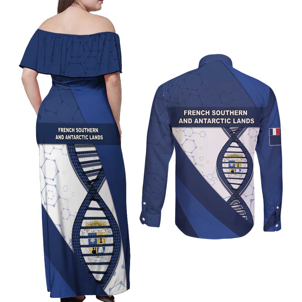 French Southern And Antarctic Lands Is In My DNA Couples Matching Off Shoulder Maxi Dress and Long Sleeve Button Shirt - Wonder Print Shop