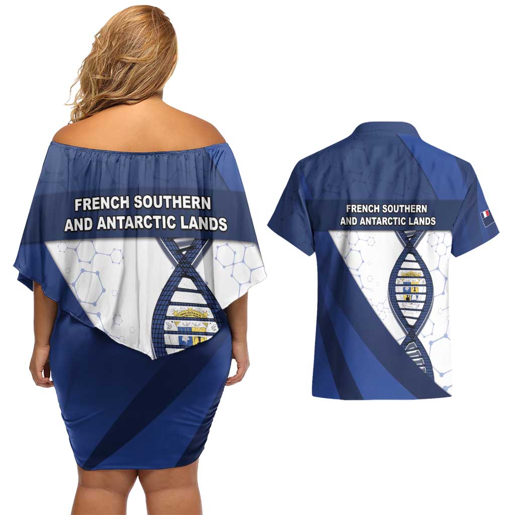 French Southern And Antarctic Lands Is In My DNA Couples Matching Off Shoulder Short Dress and Hawaiian Shirt - Wonder Print Shop