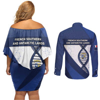 French Southern And Antarctic Lands Is In My DNA Couples Matching Off Shoulder Short Dress and Long Sleeve Button Shirt - Wonder Print Shop