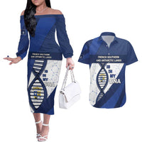 French Southern And Antarctic Lands Is In My DNA Couples Matching Off The Shoulder Long Sleeve Dress and Hawaiian Shirt - Wonder Print Shop