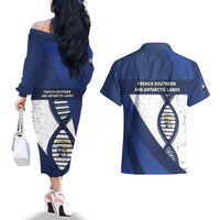 French Southern And Antarctic Lands Is In My DNA Couples Matching Off The Shoulder Long Sleeve Dress and Hawaiian Shirt - Wonder Print Shop