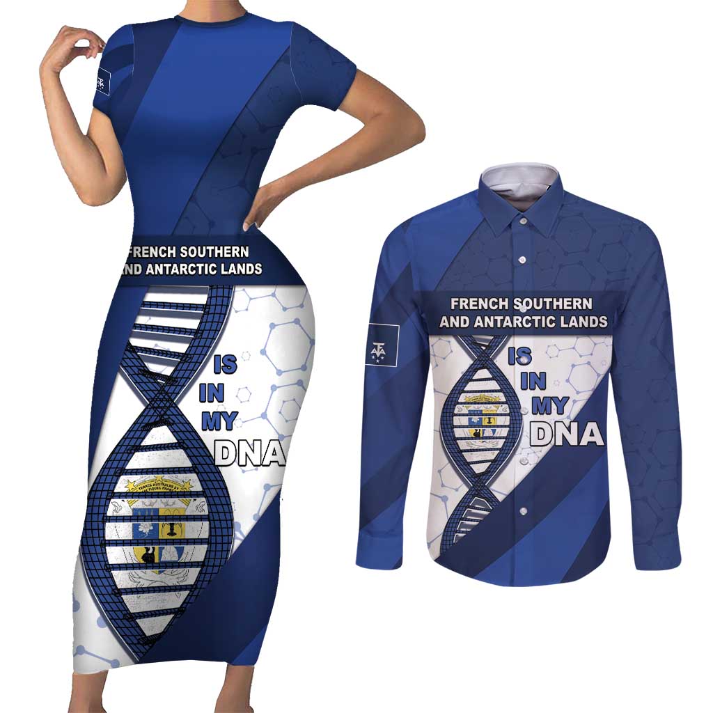 French Southern And Antarctic Lands Is In My DNA Couples Matching Short Sleeve Bodycon Dress and Long Sleeve Button Shirt - Wonder Print Shop