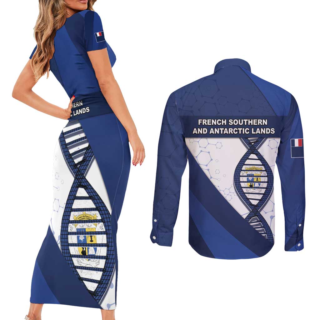 French Southern And Antarctic Lands Is In My DNA Couples Matching Short Sleeve Bodycon Dress and Long Sleeve Button Shirt - Wonder Print Shop