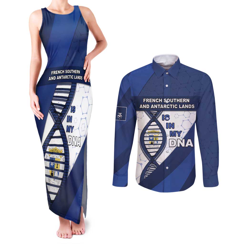 French Southern And Antarctic Lands Is In My DNA Couples Matching Tank Maxi Dress and Long Sleeve Button Shirt - Wonder Print Shop