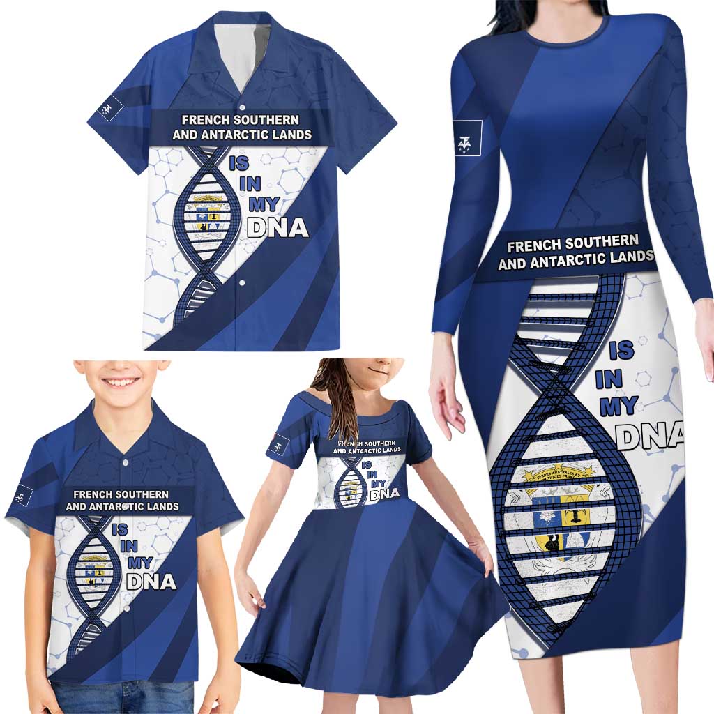 French Southern And Antarctic Lands Is In My DNA Family Matching Long Sleeve Bodycon Dress and Hawaiian Shirt - Wonder Print Shop
