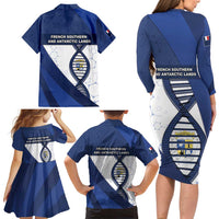 French Southern And Antarctic Lands Is In My DNA Family Matching Long Sleeve Bodycon Dress and Hawaiian Shirt - Wonder Print Shop