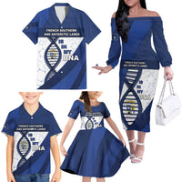 French Southern And Antarctic Lands Is In My DNA Family Matching Off The Shoulder Long Sleeve Dress and Hawaiian Shirt - Wonder Print Shop